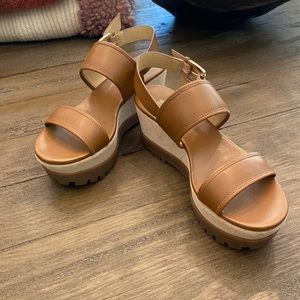 Michael Kors Brown Leather Wedges